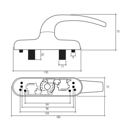 CREMONA PRACTICABLE PARA PUERTAS Y VENTANAS DE ALUMINIO SERIE EUROPEA MOD. BERRAL JULCAR