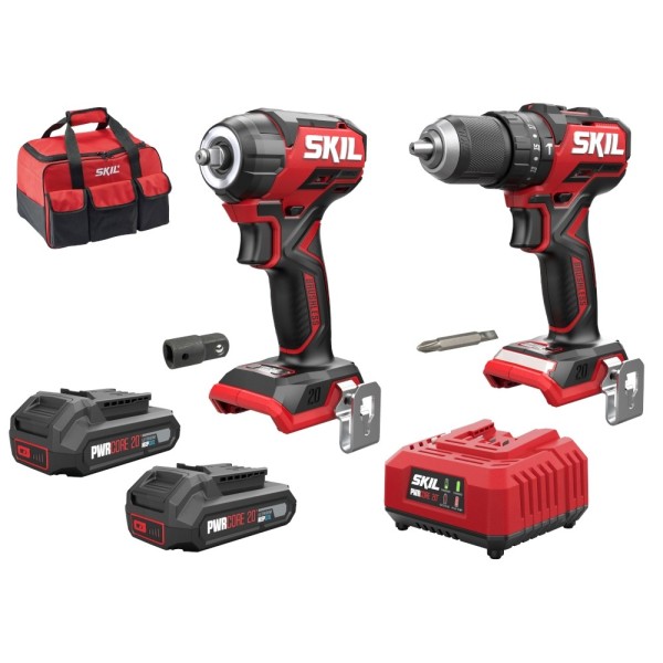 COMBO SKIL TALADRO PERCUTOR 3075 + LLAVE DE IMPACTO 3265 A BATERIA 20V 2Ah