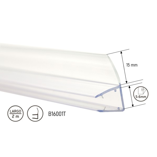 BURLETE PERFIL MAMPARA CRUCE CORREDERA B16001T