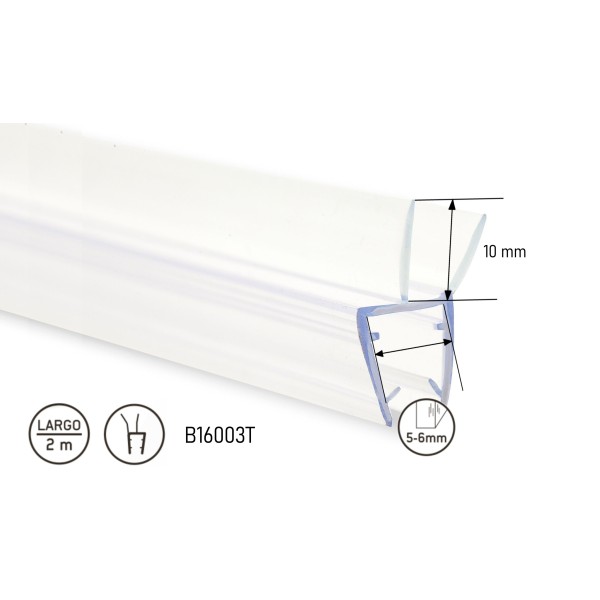 BURLETE PERFIL MAMPARA CRUCE CORREDERA "K" B16003T