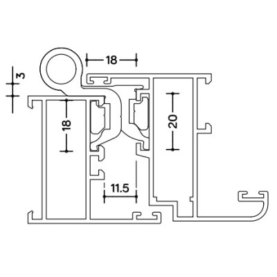 BISAGRA DE ALUMINIO DESLIZANTE CANAL EUROPEO 1181 SAN ANTONIO PARA PUERTAS Y VENTANAS DE ALUMINIO