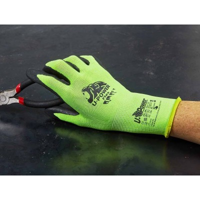 GUANTES DE TRABAJO U-POWER FLEX AMARILLO FLUO