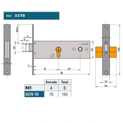 CERRADURA DE EMBUTIR PUERTA METAL ZOCALO LINCE 5578-70_PLANO
