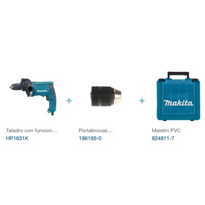 TALADRO PERCUTOR HP1631K MAKITA 710W CON MALETÍN DE PVC