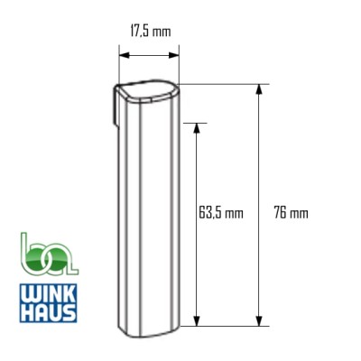 RECUBRIMIENTO SOPORTE HOJA DERECHO FWV.RS BLANCO 2301616 WINKHAUS plano cotas