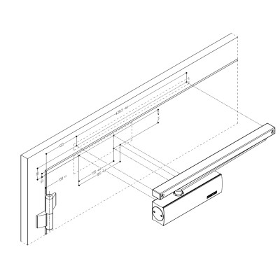 CIERRAPUERTAS GEZE TS3000V FUERZA 1-4 Máx. 100 KG. PARA GUÍA (GUÍA NO INCLUIDA) PUERTAS CORTAFUEGO ESQUEMA DE MONTAJE