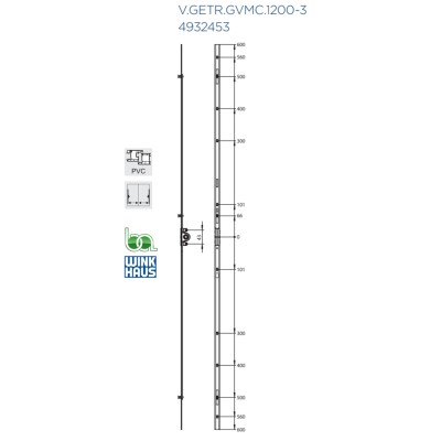 CREMONA CORREDERA  GVMC.1200-3 V3 4932453 WINKHAUS COTA VARIABLE AGUJA 15,5 PLANO MEDIDAS COTAS