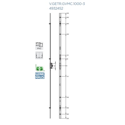 CREMONA CORREDERA GVMC.1000-3 V3 4932452 WINKHAUS COTA VARIABLE AGUJA 15,5 PLANO MEDIDAS COTAS