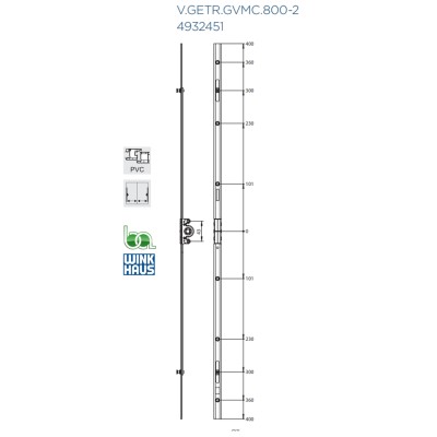 CREMONA CORREDERA GVMC.800-2 V2 4932451 WINKHAUS COTA VARIABLE AGUJA 15,5 PLANO MEDIDAS COTAS
