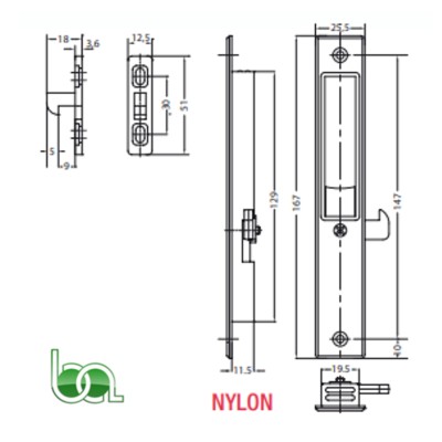 CIERRE EMBUTIDO DE NYLON PARA VENTANA CORREDERA DE ALUMINIO SERIE 600 TOVIC 4211