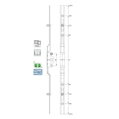 CREMONA CORREDERA GVMC.400-2D 7,5 4965361 WINKHAUS COTA VARIABLE AGUJA 7,5 PLANO MEDIDAS COTAS