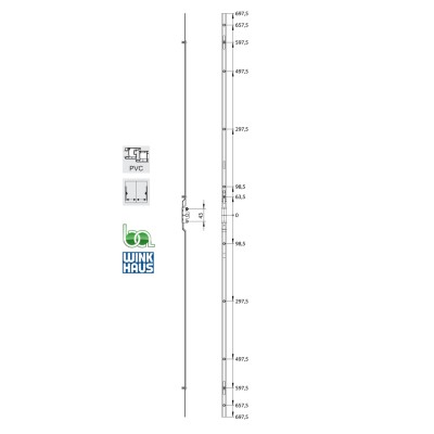 CREMONA CORREDERA GVMC.1400-3D7,5 4965366 WINKHAUS COTA VARIABLE AGUJA 7,5 PLANO MEDIDAS COTAS