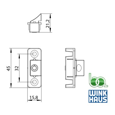 BISAGRA INTERMEDIA WINKHAUS ZV-FT.P SL 4965238 PLANO MEDIDAS COTAS
