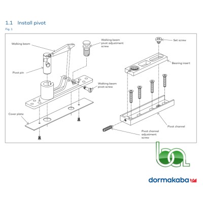 PERNO SUPERIOR REGULABLE CON RODAMIENTO BISAGRA PIVOTANTE DORMAKABA 8062