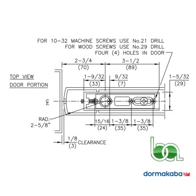 PERNO SUPERIOR REGULABLE CON RODAMIENTO BISAGRA PIVOTANTE DORMAKABA 8062