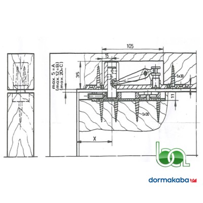 PERNO SUPERIOR REGULABLE CON RODAMIENTO BISAGRA PIVOTANTE DORMAKABA 8062