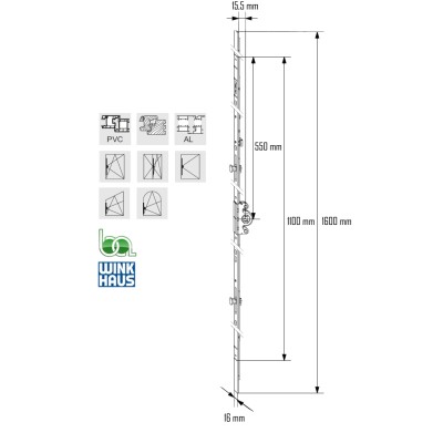 CREMONA GAM.1800-2 4926295 WINKHAUS COTA VARIABLE AGUJA 15,5