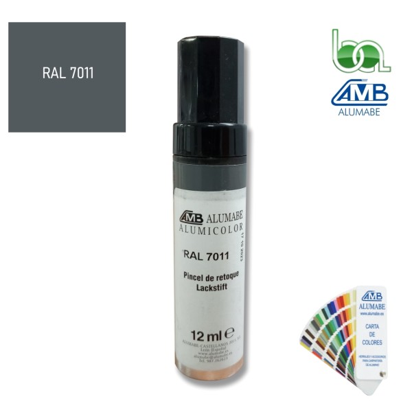 STICK PINCEL RETOQUE EN ALUMINIO GRIS HIERRO RAL 7011 BRILLO 12 ML