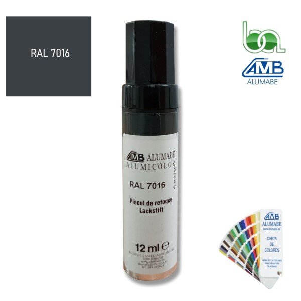 STICK PINCEL RETOQUE EN ALUMINIO GRIS ANTRACITA RAL 7016 BRILLO 12 ML