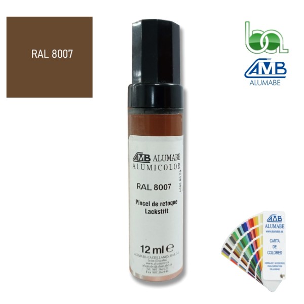 STICK PINCEL RETOQUE EN ALUMINIO MARRÓN PARDO RAL 8007 BRILLO 12 ML