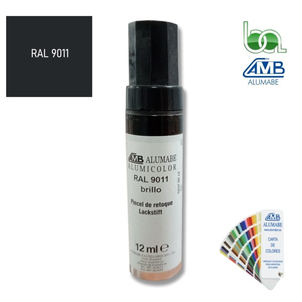 STICK PINCEL RETOQUE EN ALUMINIO NEGRO GRAFITO RAL 9011 BRILLO 12 ML
