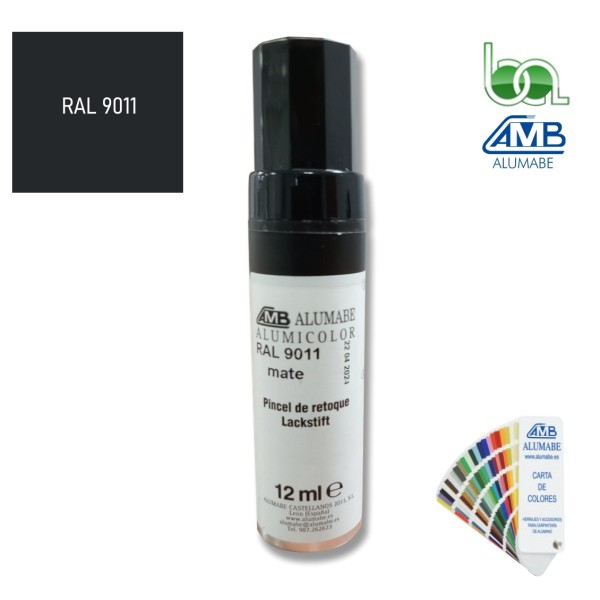 STICK PINCEL RETOQUE EN ALUMINIO NEGRO GRAFITO RAL 9011 MATE 12 ML