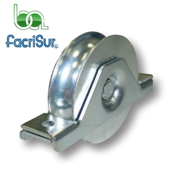 RUEDA POLEA DE ENCASTRAR PARA CANCELAS METÁLICAS CORREDERA, CON SOPORTE PARA ATORNILLAR PARA CANAL REDONDO DE 20MM FACRISUR