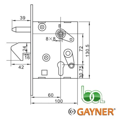 CERRADURA DE EMBUTIR GANCHO PICO LORO GAYNER 80-266