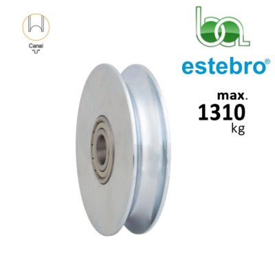 RUEDA POLEA CON DOBLE RODAMIENTO PARA CANCELAS METÁLICAS CORREDERA, PARA CANAL REDONDO DE 20MM ESTEBRO