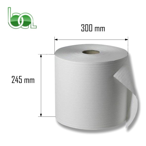 BOBINA DE CELULOSA INDUSTRIAL VIRGEN GOFRADA 2,2 KG BLANCO 2 CAPAS 215M ACABADO LAMINADO