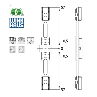 RAIL DE UNION VS R SL 1882172 WINKHAUS PLANO MEDIDAS COTAS