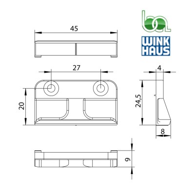 CERRADERO WSK121 SL 2307090 WINKHAUS PLANO MEDIDAS COTAS