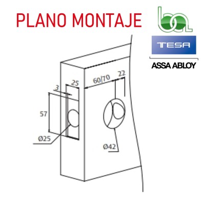 POMO TESA BOLA 2900 LLAVE CONDENA  PLANO MONTAJE