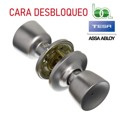 POMO PARA PUERTA TESA TULIPA 2503 CM CROMO MATE PASO CONDENA CON DESBLOQUEO PARA BAÑO O DORMITORIO