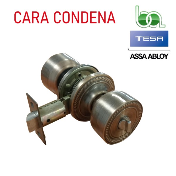 POMO PARA PUERTA TESA NOBEL 2803 BA BRONCE ANTIGUO PASO CONDENA CON DESBLOQUEO PARA BAÑO O DORMITORIO