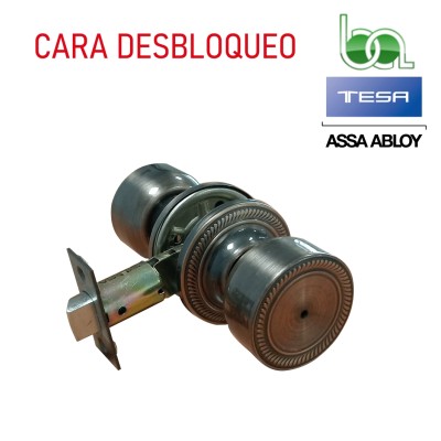 POMO PARA PUERTA TESA NOBEL 2803 BA BRONCE ANTIGUO PASO CONDENA CON DESBLOQUEO PARA BAÑO O DORMITORIO