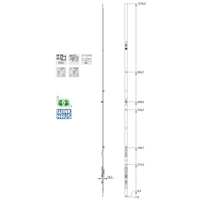 RAIL SUPERIOR OS2.1475-1 284304 WINKHAUS PLANO MEDIDAS COTAS