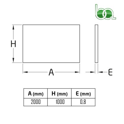 CHAPA ALUMINIO BLANCO LACADO DOS CARAS 2000X1000X0,8 MM
