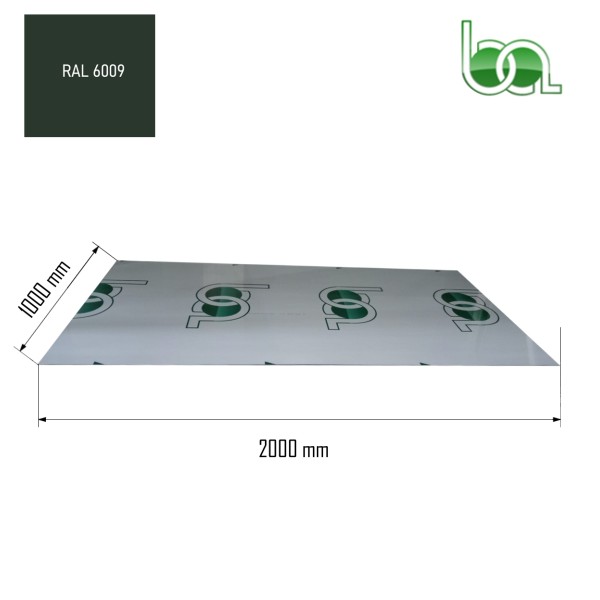 PANEL COMPOSITE 2000X1000X3 MM ALUMINIO VERDE RAL 6009 LACADO DOS CARAS