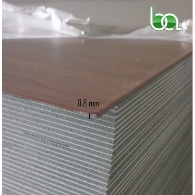 CHAPA LISA DE ALUMINIO NOGAL VETEADO LACADO IMITACION MADERA UNA CARA 2000X1000X0,8 MM