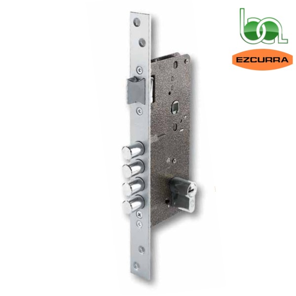 CERRADURA SEGURIDAD DE EMBUTIR 4 TETONES Y PICAPORTE CROMO 700B EZCURRA