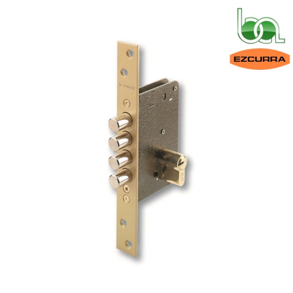 CERRADURA SEGURIDAD DE EMBUTIR 4 TETONES LATON 701B EZCURRA