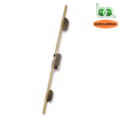 CERRADURA MULTIPUNTO SEGURIDAD DE EMBUTIR 4 TETONES Y PICAPORTE LATON E2000B PLETINA EZCURRA