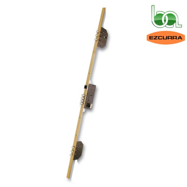 CERRADURA MULTIPUNTO SEGURIDAD DE EMBUTIR 4 TETONES Y PICAPORTE LATON ESMALTADA E2003B PLETINA EZCURRA