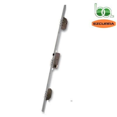 CERRADURA MULTIPUNTO SEGURIDAD DE EMBUTIR 4 TETONES Y PICAPORTE CROMADA E2003B PLETINA EZCURRA