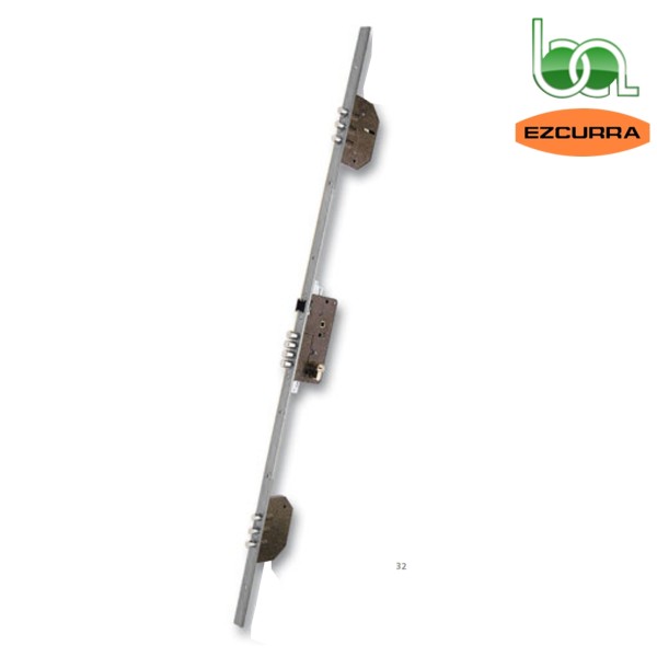 CERRADURA MULTIPUNTO SEGURIDAD DE EMBUTIR 4 TETONES Y PICAPORTE CROMADA E2003B PLETINA EZCURRA