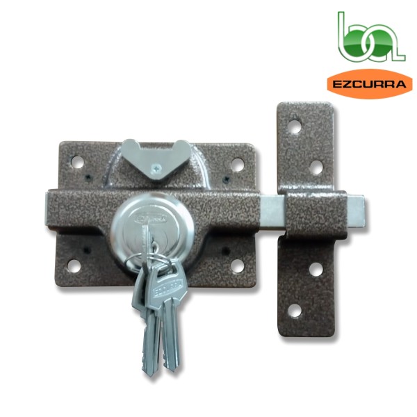 CERROJO SEGURIDAD DE SOBREPONER CON CILINDRO EXTERIOR REDONDO Y PALANCA Y LLAVE INTERIOR EZCURRA 550
