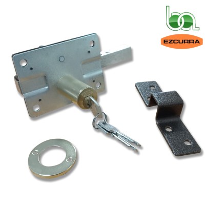 CERROJO SEGURIDAD DE SOBREPONER CON CILINDRO EXTERIOR REDONDO Y PALANCA Y LLAVE INTERIOR EZCURRA 550