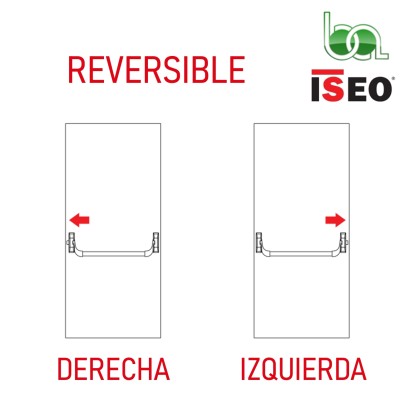 JUEGO MANILLON ANTIPANICO DE SOBREPONER CON BARRA ROJA CIERRE LATERAL HOJA ACTIVA 1º HOJA ISEO IDEA 9411000505