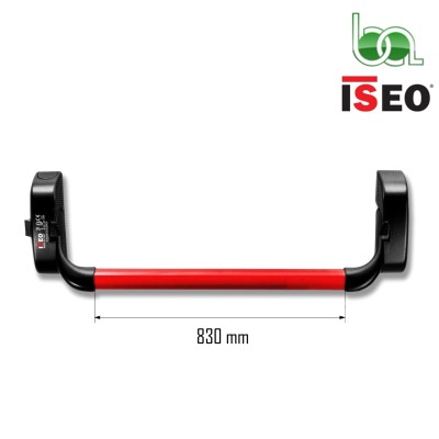JUEGO MANILLON ANTIPANICO DE SOBREPONER CON BARRA ROJA CIERRE LATERAL HOJA ACTIVA 1º HOJA ISEO IDEA 9411000505